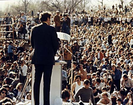 earth day 1970 pictures. Ed Muskie addresses Earth Day