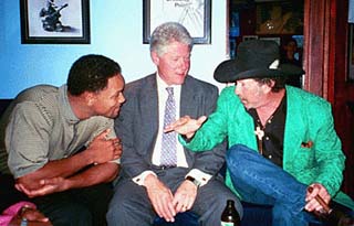 Kinky Friedman (right, with Will Smith and Bill Clinton) will be at BookPeople on Thursday, Sept. 19, 7pm.