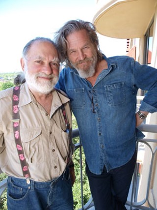 Activist Bernie Glassman (l), founder of <a href=http://zenpeacemakers.org/>ZenPeacemakers.org</a>, meets with Oscar winner Jeff Bridges, in town for the Coen Brothers' reimagining of the Western <i>True Grit</i>.