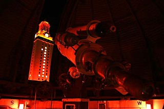 Astronomy ain't light pollution: The Painter observatory on the UT-Austin campus contends with some well-illuminated neighbors.