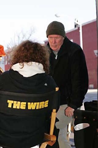 Ed Burns on the set of <i>The Wire</i>