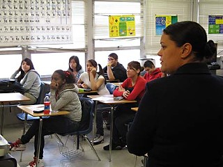Superintendent Meria Carstarphen visits an AISD classroom.