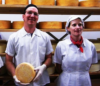 Cowgirl Creamery cheesemakers Eric Patterson and Maureen Cunnie with Buckaroo cheese