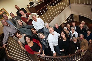 Last weekend's Texas Book Festival featured a presentation by some of Texas' most celebrated stewards of the environment, gathered here in a stairway to mark the occasion of their reunion and presentation of a new book, <i>The Texas Legacy Project: Stories of Courage & Conservation</i>. The folks shown here include neighborhood/enviro leader Mary Arnold, sustainable building guru Gail Vittori, attorney/former state Rep. Frances Sissy Farenthold, botanist Scooter Cheatham, and Texans for Public Justice head Craig McDonald.