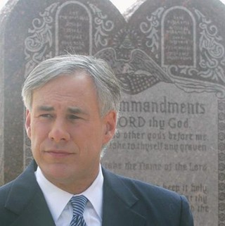 Attorney General Greg Abbott: Caught up in that whole pesky 'separation of church and state' deal