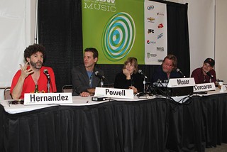 Austin Music Chronthologists, SXSW 2011: (l-r) Raoul Hernandez, OTR, Margaret Moser, Michael Corcoran, and Doug Freeman