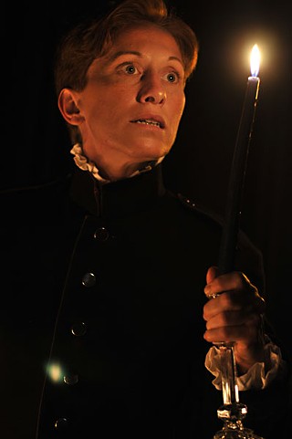 More light!: Helen Merino as Hamlet