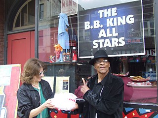 Memphis in the meantime: Hubert Sumlin (r) 
with late local music philanthropist Robin Shivers on Beale Street in Memphis, Tenn., in 2009