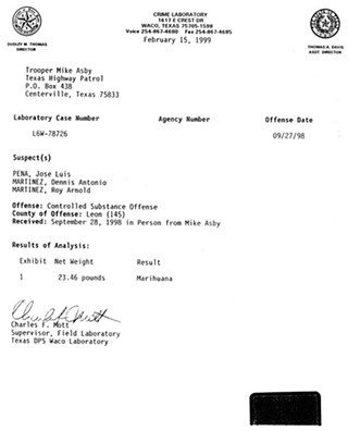 This single sheet of paper was all that was produced as evidence in the trial of José Peña.