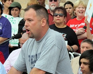Perrin-Whitt Superintendent John Kuhn at Saturday's Save Texas Schools rally: 