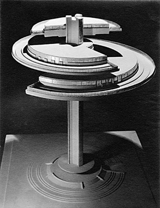 Maurice Goldberg, <i>Bel Geddes' Model of the Aerial Restaurant</i>, ca. 1930