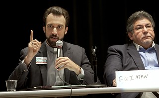 The Rev. Jayme Mathias (l) has asked the church to butt out of his campaign to unseat AISD Trustee Sam Guzmán.