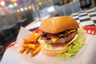 Buda Grocery and Grille's double cheeseburger with double thick bacon