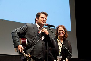 Janet Pierson with Nick Offerman at SXSW 2012