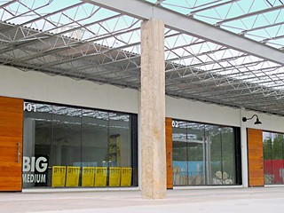 Close-up of Building 2, which houses three gallery spaces, including Big Medium's new home
