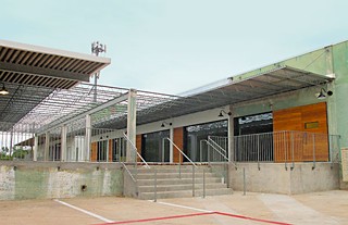 Building 2 of the Canopy's three-building complex, and the breezeway connecting Buildings 2 and 3