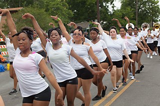 Members of the Austin All-Star Marching Band entertain the crowd along the streets during the Juneteenth Parade in East Austin on June 15.