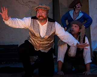 Taking pleasure in play: (l-r) Robert L. Berry, Nathan Jerkins, and Julie Linnard in <i>Shipwrecked!</i>