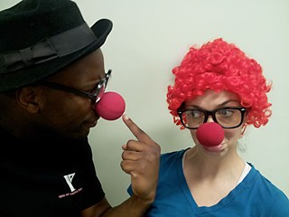 Tears of a clown: Aaron Alexander and Karina Dominguez in <i>The Funnybun Family Picnic</i>