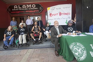 The Texas Civil Rights Project and members of Austin's disability community announce the filing of a series of lawsuits for violations of disability law to mark the anniversary of the Americans with Disabilities Act.