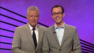 Jared Hall with 'Jeopardy!' host Alex Trebek