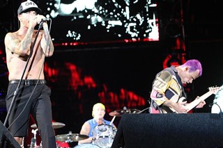 Anthony Kiedis – in his usual performance garb – leading the Red Hot Chili Peppers at ACL Fest 2012