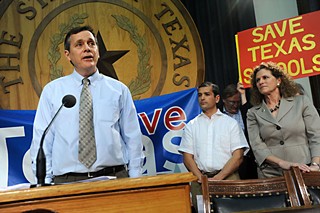 Allen Weeks speaks at a Save Texas 
Schools press conference in February 2012.