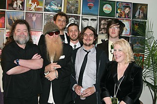 The 13th Floor: (l-r) Roky Erickson, Billy Gibbons, Okkervil River, and Moser backstage at the 2008 AMAs