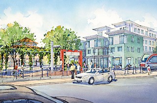 A Saltillo Collaborative-proposed residential complex at the east end of the 11-acre development site.