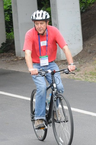Rep. Elliott Naishtat during the 10th annual National Conference of State Legislatures Bipartisan Bike Ride, organized by BikeTexas