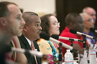 City Council District 1 candidates field questions during a forum held at Wesley United Methodist Church hosted by the <b><i>Chronicle</i></b>, the Austin Monitor, KXAN News, Univision, and KUT.