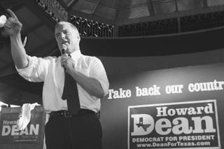 Presidential Candidate Howard Dean rallies the Democratic faithful in Austin on Monday.