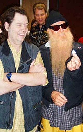 Roky Erikson (l) and Billy Gibbons backstage