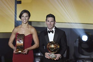 Carli Lloyd (l) and Lionel Messi