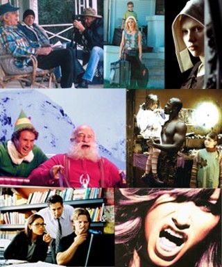 Clockwise from top left: <i>Greendale, When 
Zachary Beaver Came to Town, Girl With a Pearl 
Earring, In America, Prey for Rock and Roll, 
Shattered Glass, Elf</i>