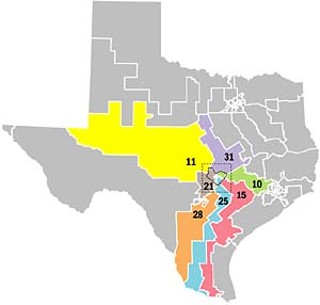 Central Texas is now the ass end of seven different districts, of which only one -- District 31 -- will likely have a congressman (currently John Carter, R-Round Rock) from the 512 area code. 
<p>

The city of Austin is split into three pieces, each of which forms less than one-third of its new district.
<p>

Bastrop, Caldwell, and Hays counties are parceled out among five different districts; and the Highland Lakes now belong to Tom Craddick's Midland district.