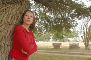 Karen Johle, at the cemetery under Ben's favorite tree