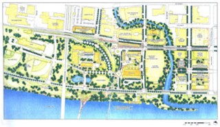 The city's Seaholm District Master Plan, drafted by ROMA Design Group and adopted in 2002, deals not just with reuse of the power plant but with land-use changes and related transportation and infrastructure improvements for a large chunk of the Downtown waterfront – including the highly valuable Sand Beach tract, owned by Lumbermen's Investment Corp. (a subsidiary of Temple-Inland), just to the west of the plant.