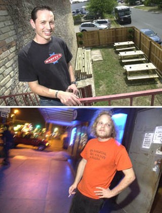 Patio, no patio: Marcos Canchola's hopeful Barfly's patio (top); Joe Sebastian of Room 710 says the club's busy sidewalk doesn't provide much hope.