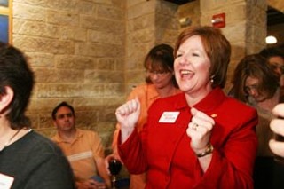 Valinda Bolton exults in election returns showing that 
she garnered 43% of the vote for House District 47 in the 
Democratic primary. She faces a run-off against Jason 
Earle, who got 42%.