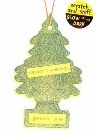 The makers of the Little Tree car air freshener were not amused by this gift card parody by Austin's Corndog Cards & Novelties.