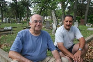 Saves Austin's Cemeteries' Danny Camacho and Dale Flatt at Oakwood Cemetery
