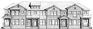 Home Sweet Mueller: These renderings show row houses (above) and yard houses (below), two styles from David Weekley Homes available to both market-rate ($240s to mid-$300s) and affordable-program ($120s to $160s) buyers. Information about all home styles available from Mueller's five builders is at www.muelleraustin.com.