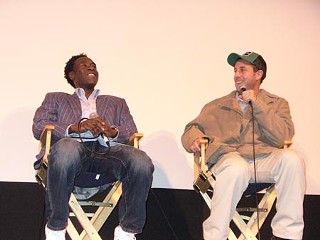 Don Cheadle (l) and Adam Sandler after a special SXSW screening of <i>Reign Over Me</i>, March 14 at the Paramount Theatre