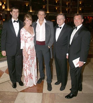 (l-r) Taylor Andrews, Karen Landa, Anthony Camargo, James Armstrong, and Larry Connelly were among the forces that made the 20th annual Opera Ball such a glam event last Saturday night.