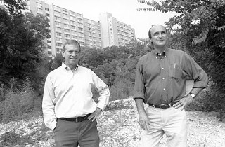 Rainey Street: Developers Robert Knight (l) and Perry Lorenz are looking for a master developer to create a model mixed-use community in the Rainey Street area Downtown. The two own or represent a total of 13 acres; they believe a master developer with an appealing vision, backed by ample financing and resources, could persuade other small-tract owners to sell and wind up with 20 to 30 acres. Lorenz and Knight have been working for many years on the area's redevelopment.