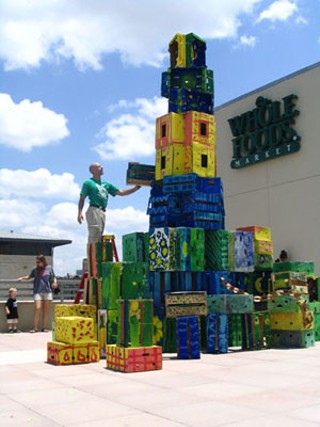 Produce crate tower, Whole Foods Market roof deck, 2005