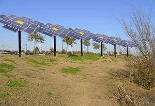 Applied Materials plans to erect eight massive pole-
mounted solar panels near their facility in Northeast 
Austin along Highway 290 which will eliminate 58,370 
pounds of carbon-dioxide emissions, equivalent to 
planting 8 acres of trees.