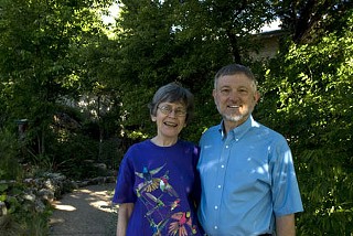 Pat and Dale Bulla in their award-winning garden in Northwest Austin