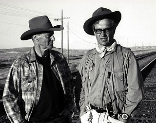 Sam Shepard (left) and Wim Wenders on location for 2005's Don't Come Knocking